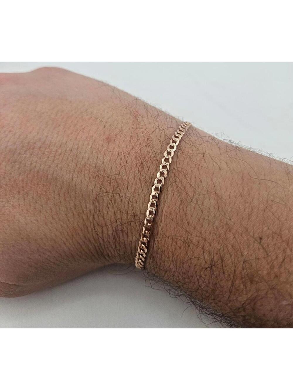 7in Sterling Silver with Rose Gold Plate Curb Bracelet